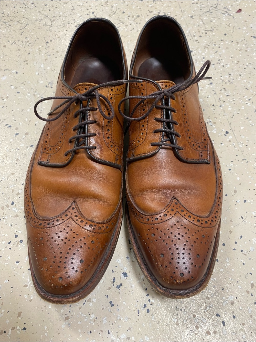 Allen Edmonds size 13D Tan Brown Leather Stuttgart Wingtip Brogues